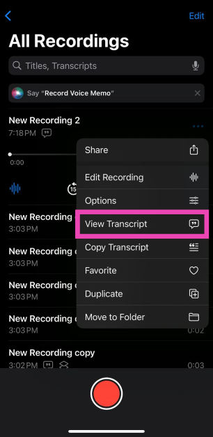 Step 4: Tap on View Transcript. 2 ways to view voice memo transcriptions on an iPhone