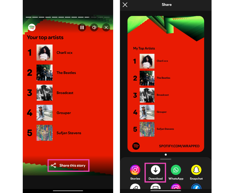 Step 4: Tap on Share this story under a card to share it with your friends or download it on your phone.