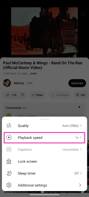Step 3: Tap on Playback speed.