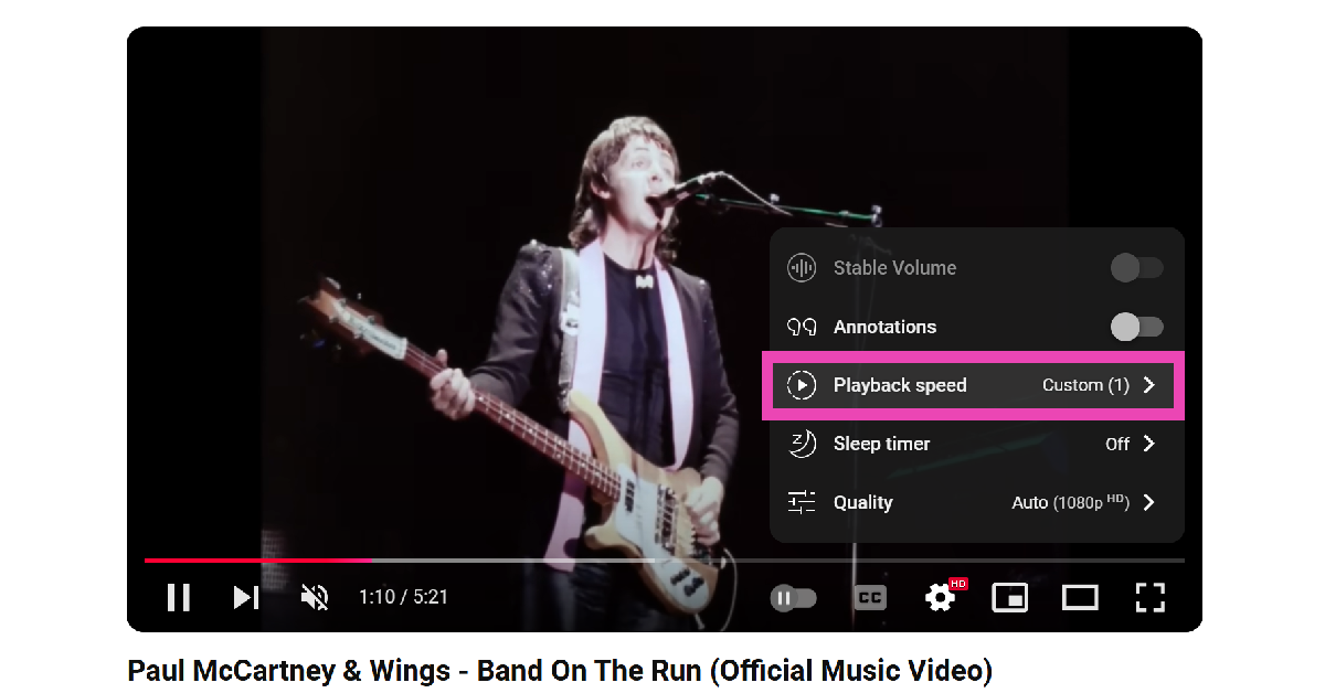 Step 3: Click on Playback speeds.