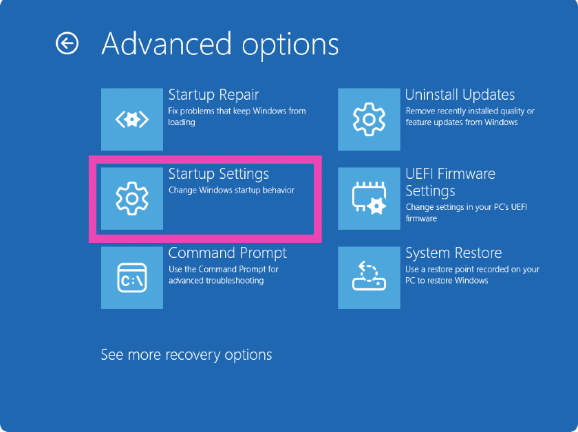 Step 5: Select Startup settings and hit Restart.