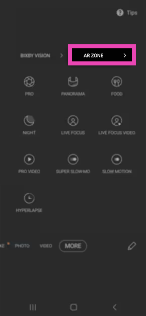 Step 2: Tap on AR Zone.
