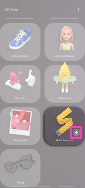 Step 3: Hit the arrow icon on the Quick Measure tile.