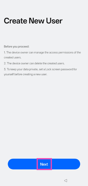 Step 8: Hit Next to initiate the process of setting up the account.