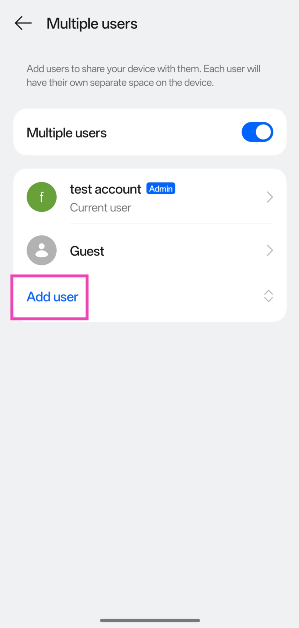 Step 3: Tap on Add user.