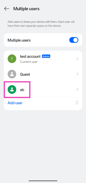 Step 5: Once the account has been created, select it.
