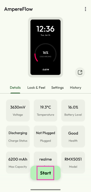 Step 2: Launch the app and hit Start.