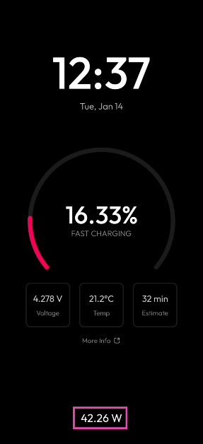 Step 4: Plug in the charger and lock your phone. The charging speed will be displayed at the bottom of the screen.