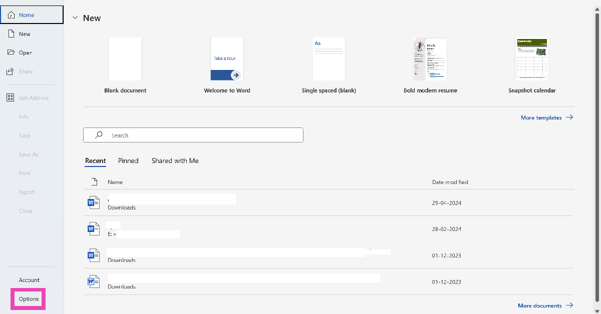 Step 2: Go to File and select Options.