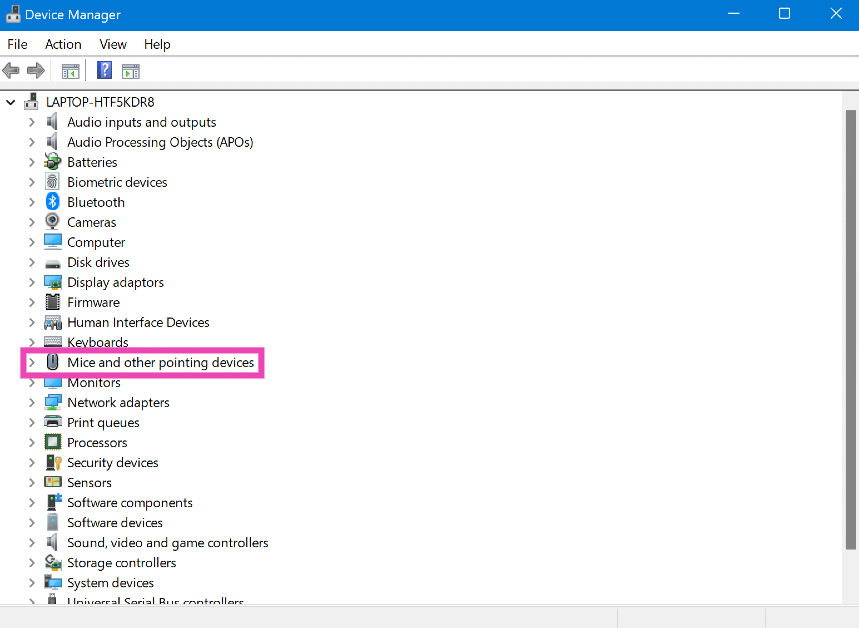 Step 3: Click on Mice and other pointing devices. Top 5 ways to disable the touchpad on a Windows 11 laptop 