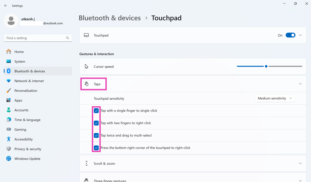 Step 3: Click on Taps.