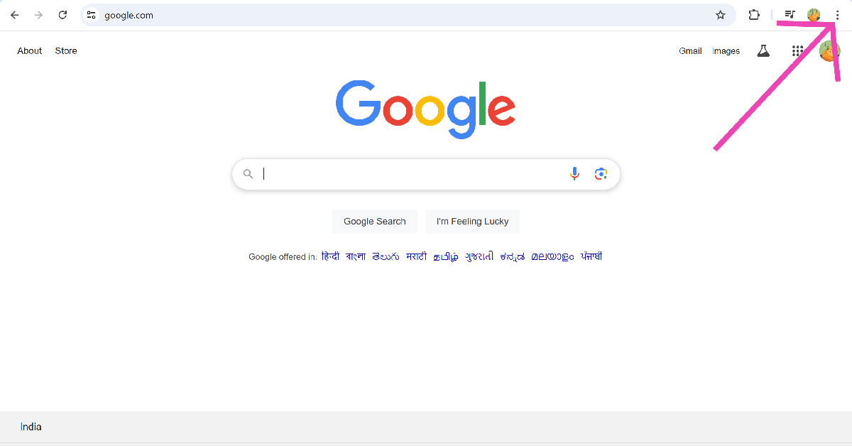 Step 1: Launch Google Chrome on your PC and hit the ellipses in the top-right corner of the screen.