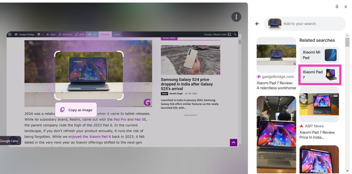 Step 5: The search results will pop up in a panel on the right.