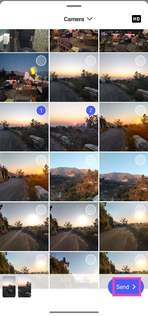 Step 5: Select the images you wish to send from your phone’s gallery. How to send HD pictures on Instagram DMs?
