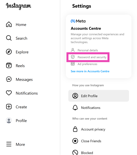 Step 3: Go to Accounts Centre and click on Password and security. How to log out of Instagram on all devices?
