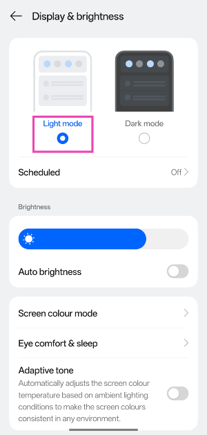 Step 2: Tap on Light mode.