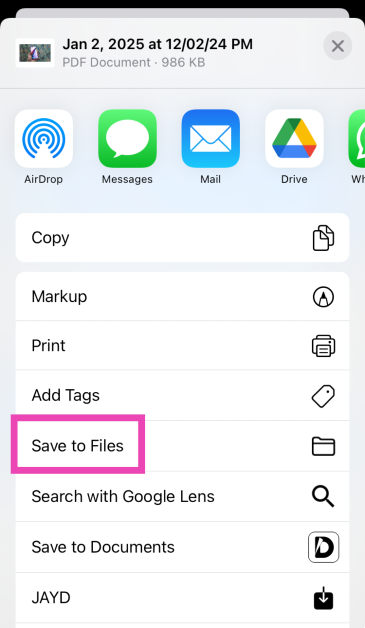Step 6: Once the PDF has been created, select Save to Files. Top 6 ways to convert a photo to PDF on iPhone
