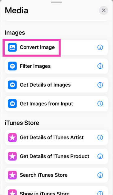 Step 6: Tap on Media and select Convert Image. Top 6 ways to convert a photo to PDF on iPhone