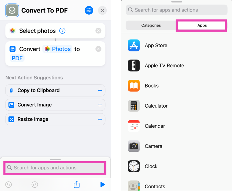 Step 8: Hit the Search bar at the bottom of the screen and select Apps. Top 6 ways to convert a photo to PDF on iPhone