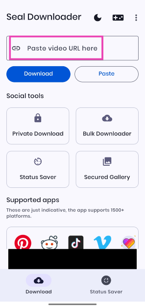 Step 3: Launch the Seal Downloader on your phone and paste the video link in the box. Top 6 ways to download a video from X (formerly Twitter)