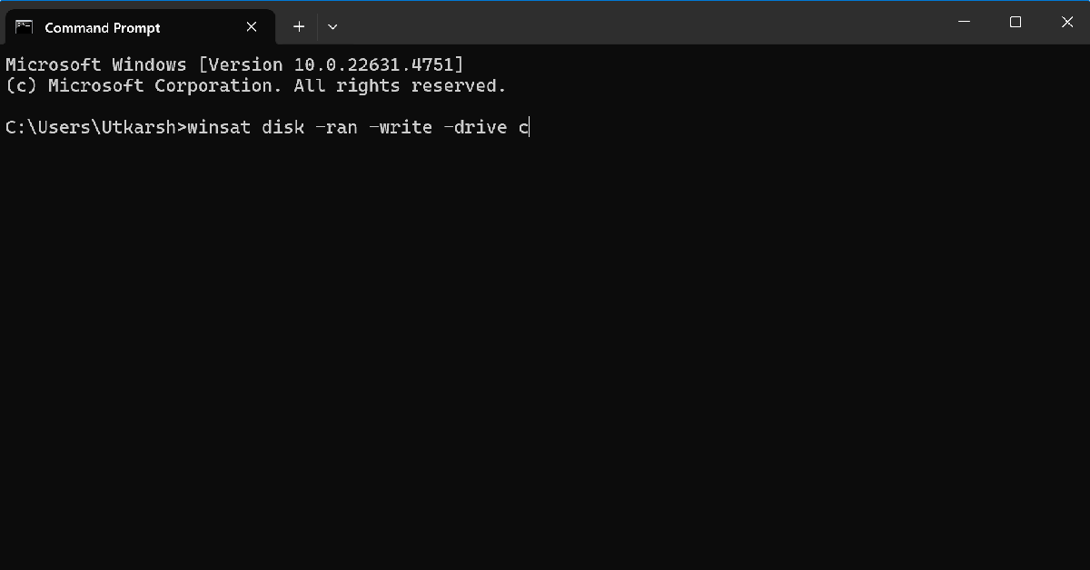 winsat disk -ran -read -drive [letter assigned to the drive]