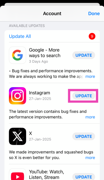 Step 3: Scroll down to the Available Updates section.