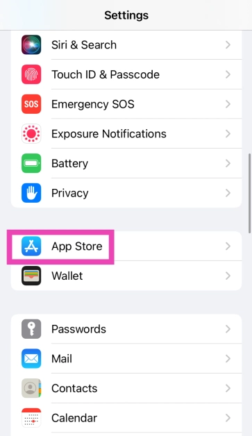 Step 1: Go to Settings and select App Store.