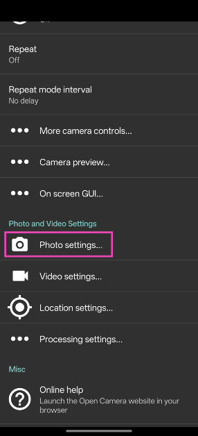 Step 3: Tap on Photo settings.