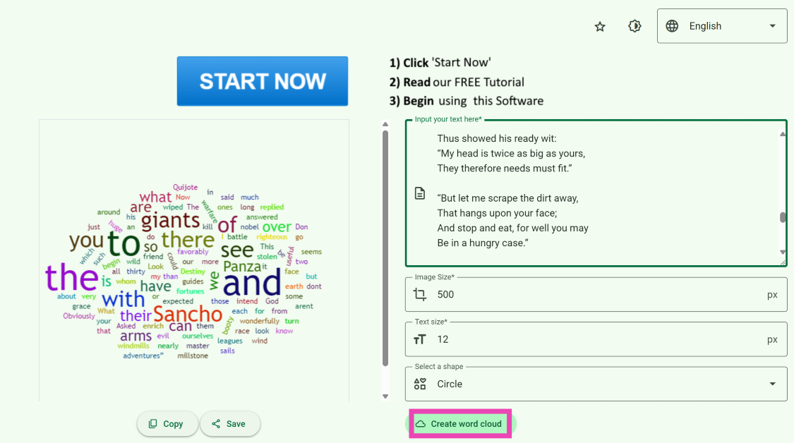 Step 3: Hit Create word cloud.