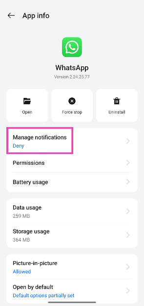 Step 3: Tap on Manage Notifications.
