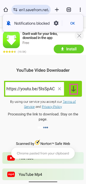 Step 2: Enter the link to the video and hit the search icon.