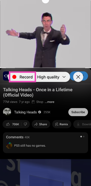 Step 8: Crop the video to your liking and tap on Record.