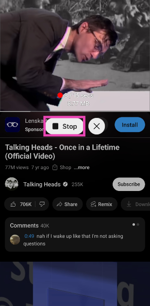 Step 9: Hit Stop when you want to end the GIF.