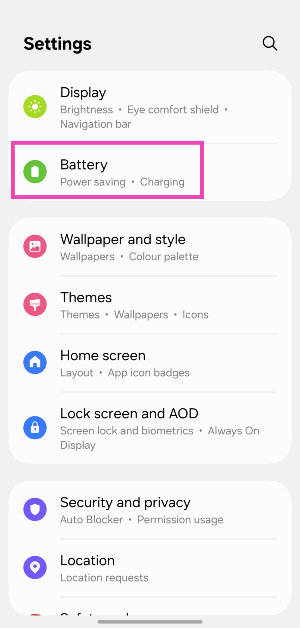 Step 2: Go to Settings and tap on Battery.