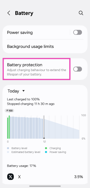Step 3: Tap on Battery protection.