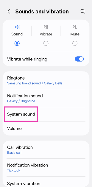 Step 3: Select System sound.