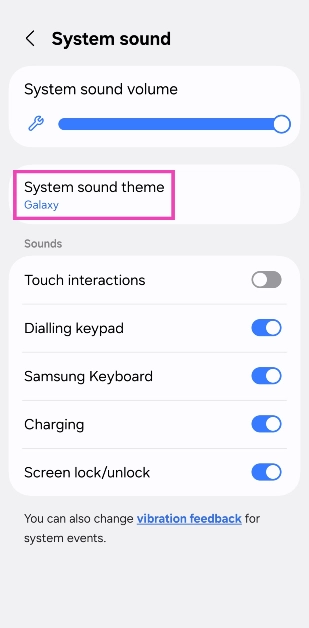 Step 4: Tap on System sound theme.