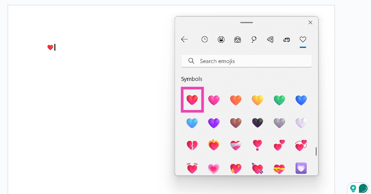 Step 5: Select your preferred heart emoji from the list.