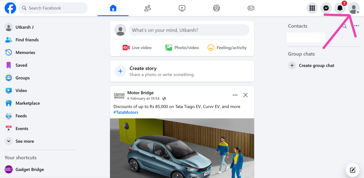 Step 1: Launch the Facebook app on your Android phone and hit your profile picture in the top right corner of the screen.