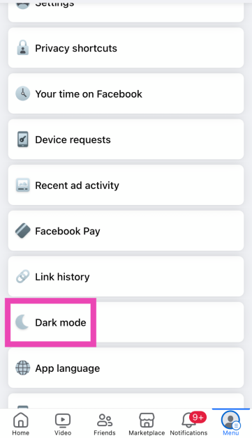 Step 3: Go to Dark mode.