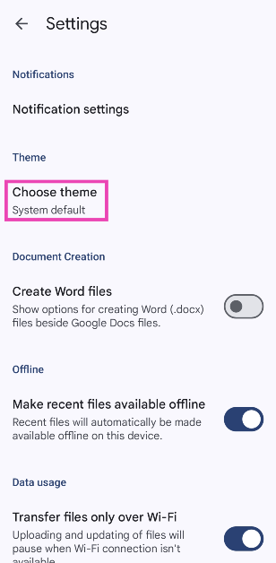 Step 3: Tap on Choose theme.