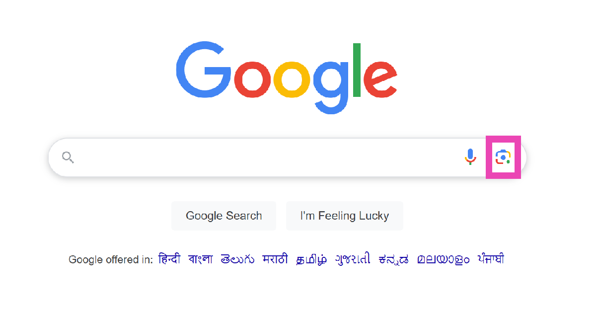 Step 2: Go to Google's homepage and click the Lens icon.