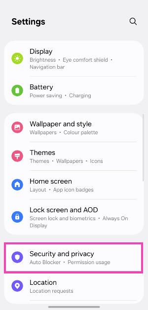 Step 1: Go to Settings and tap on Security and privacy. Top 10 ways to fix ‘In-display fingerprint scanner not working’ on Android