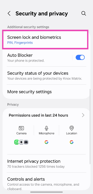 Step 2: Tap on Screen lock and biometrics. Top 10 ways to fix ‘In-display fingerprint scanner not working’ on Android