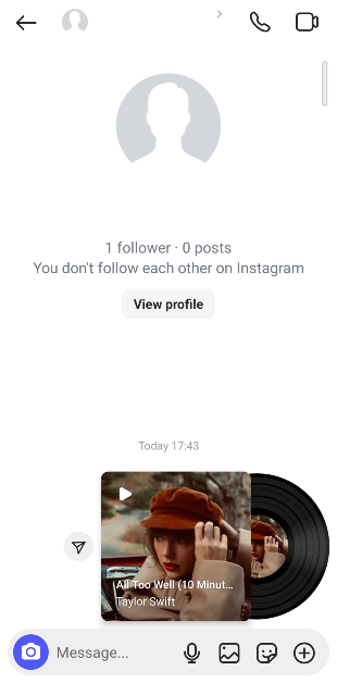 Step 6: Tap the vinyl sticker in the chat to play the song. How to share music via Instagram DMs?