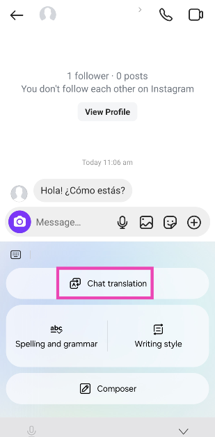 Step 10: Tap on Chat translation.  How to translate Instagram DMs?