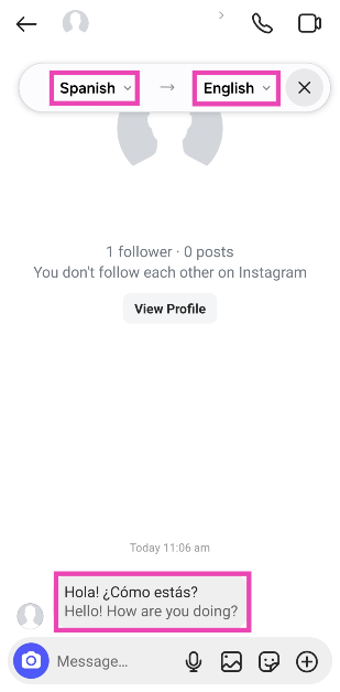Step 11: Select the source and target languages in the popup. How to translate Instagram DMs?