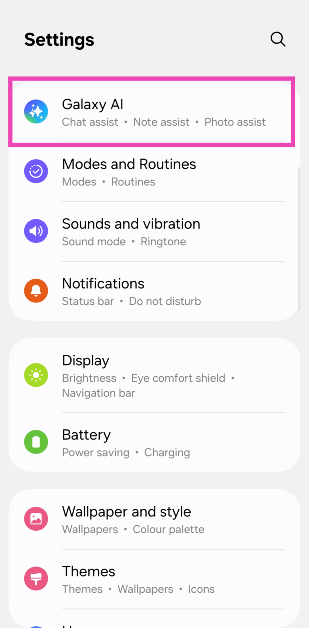 Step 1: Go to Settings and tap on Galaxy AI.