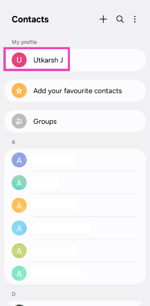 Step 2: Tap your name at the top of the screen.