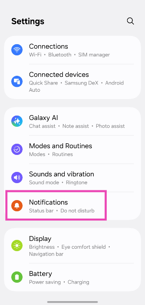 Step 3: Tap on Notifications.